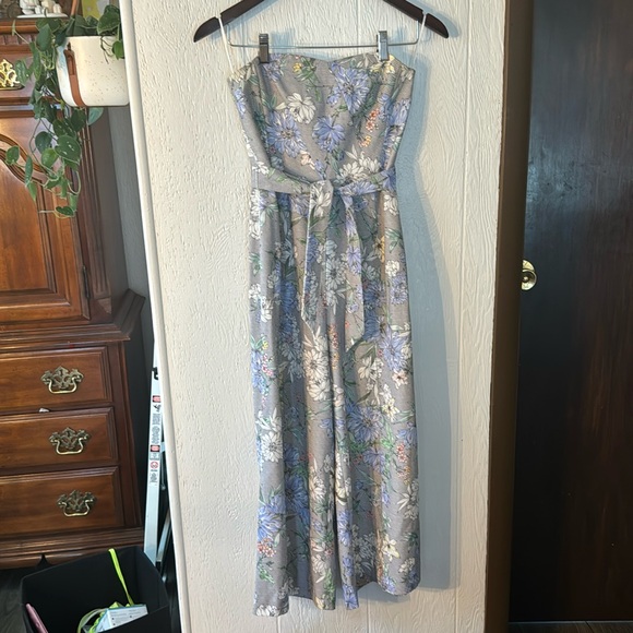 Pants - Strapless Floral Jumpsuit